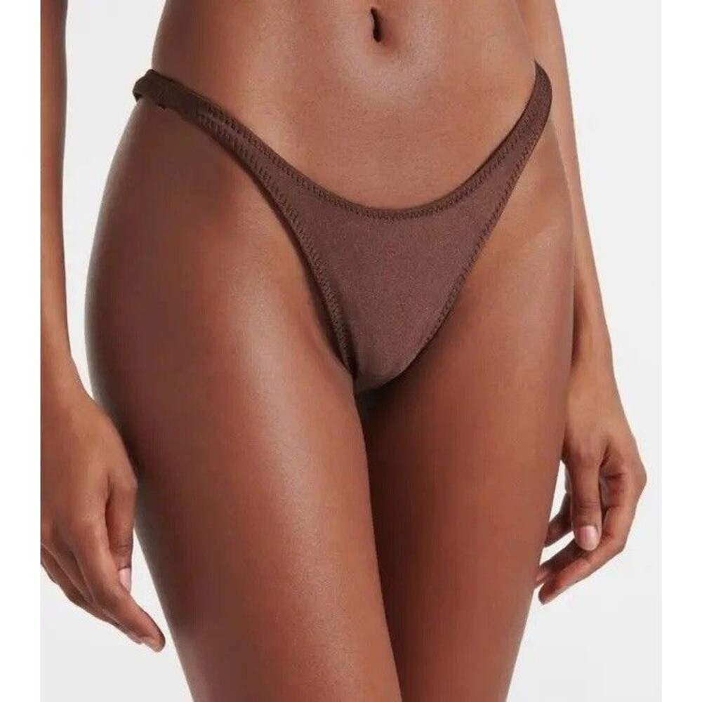 SAME Los Angeles 90's Bikini Bottom Size Large Mocha Brown High Cut Cheeky NWT